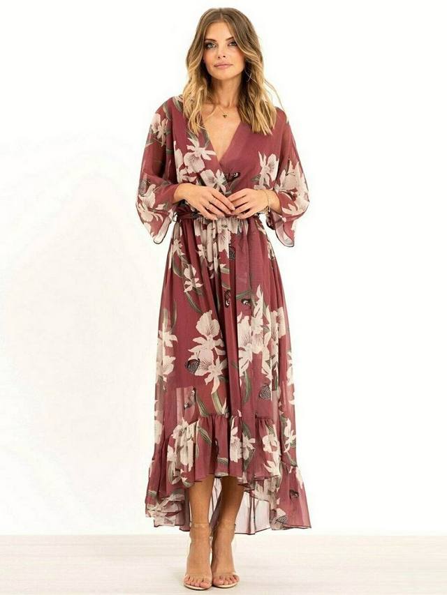 YASMINE™ - Elegantes Kimono-Midi-Kleid