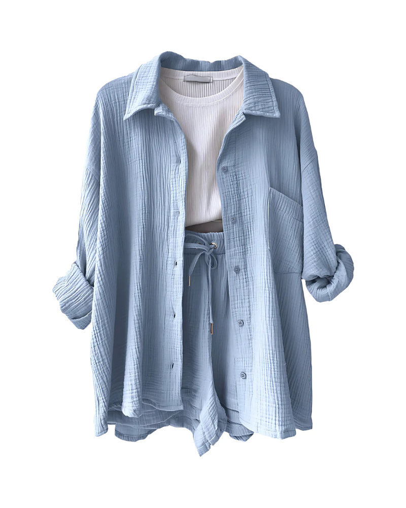 VERA™ – Modernes Button-Up Shorts Set