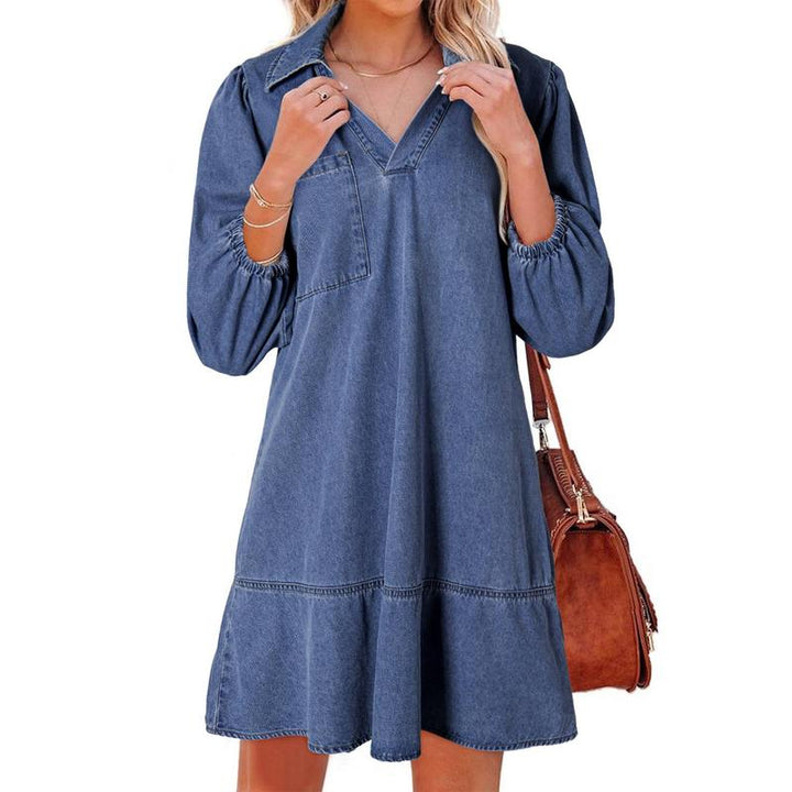 GEMMA™ – Klassisches, sanft gewaschenes Denim-Kleid mit Puffärmeln