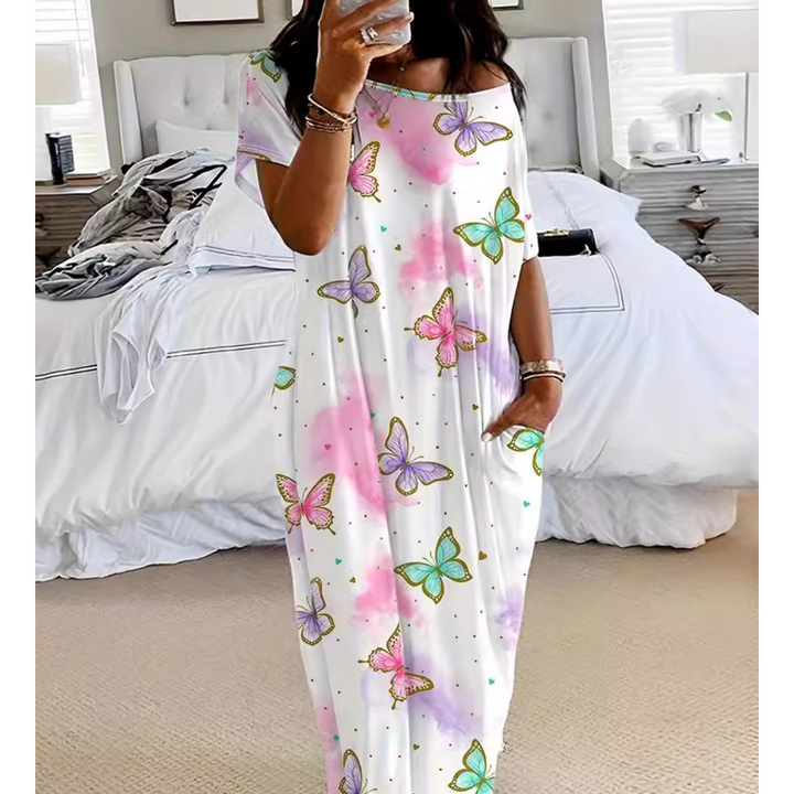 LUNARI™ - Lockere Passform Rundhals Schlafnachthemd