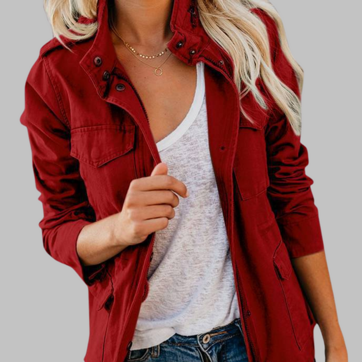 OLGA™ - Vintage Reißverschluss Button Militärjacke