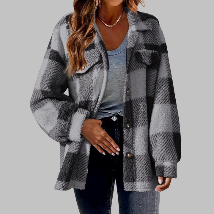 Lässige Karierte Button-Down Langarmjacke