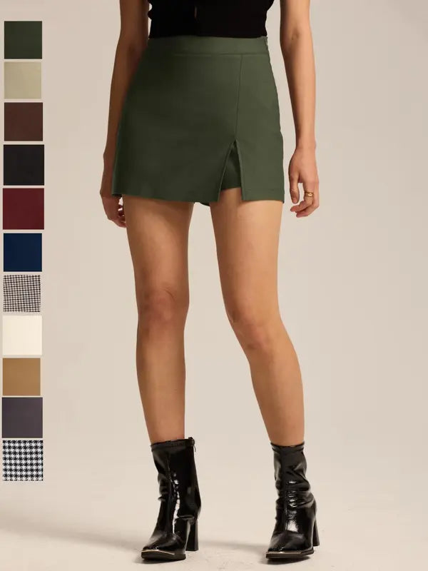 Hoch taillierter Skort Mit Reißverschluss-Schlitz