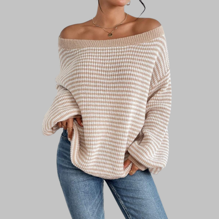 QUILLA™ - Lässiger gestreifter Drop-Shoulder Langarm-Pullover