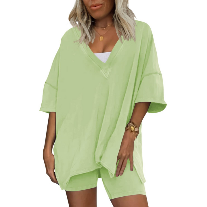 RAMLYN™ – Lässiger Oversized V-Ausschnitt und Shorts-Set