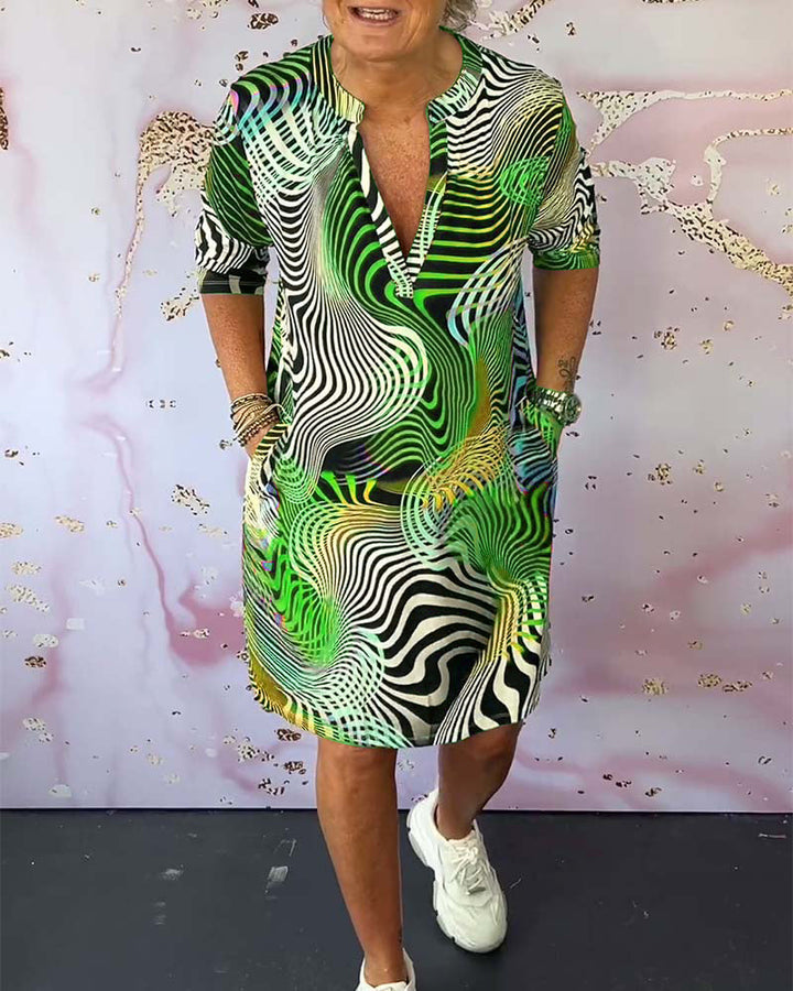 MARI™ - Farbiger V-Ausschnitt Kleid