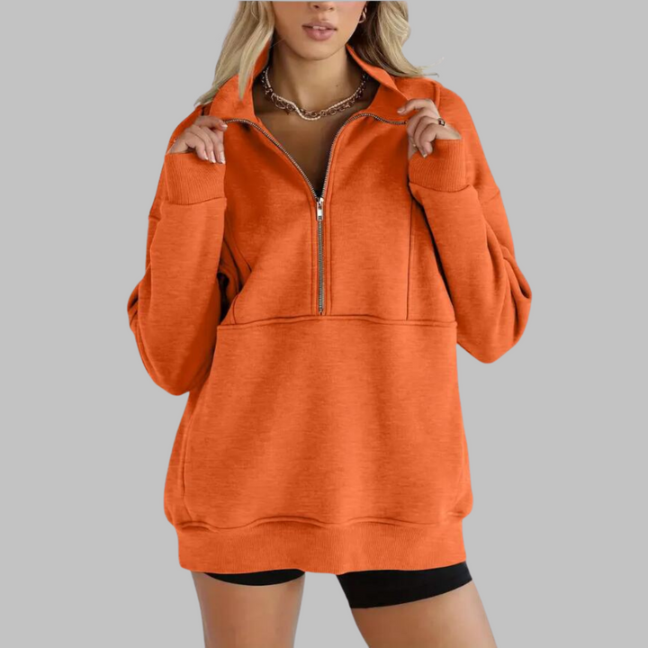 PSALM™ - Bequemer Kragen Halbzip Oversized Langarm Sweatshirt