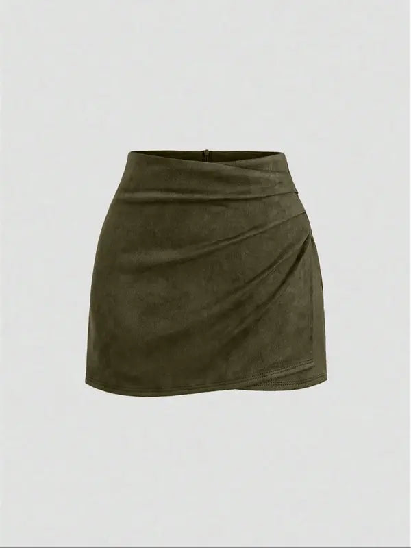 Stilvoller Damen Vintage Samt Minirock mit Falten für den Herbs