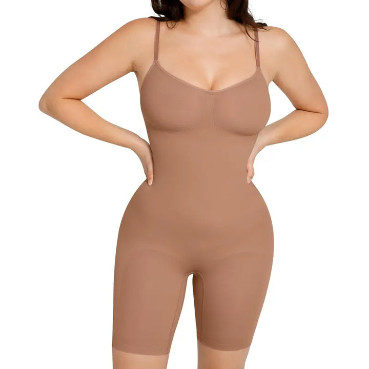 Damen Nahtloser Shapewear Body mit Bauchkontrolle und Po Lifting Spaghettiträger