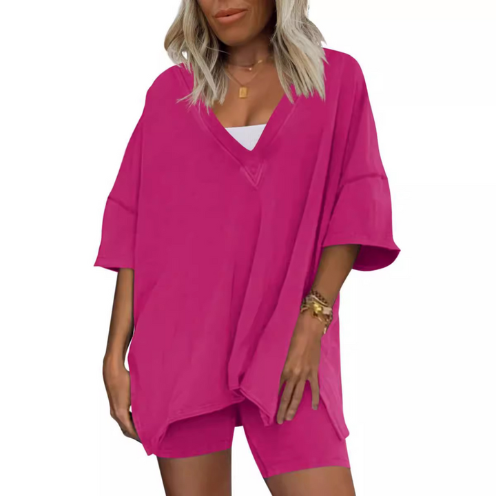 RAMLYN™ – Lässiger Oversized V-Ausschnitt und Shorts-Set