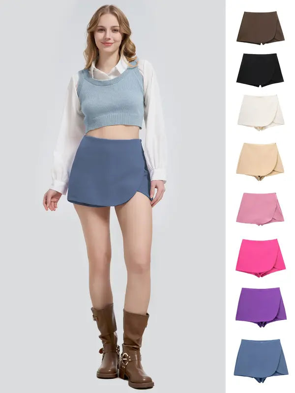 Gemütlicher Damen High Waist Minirock mit seitlichem Reißverschluss