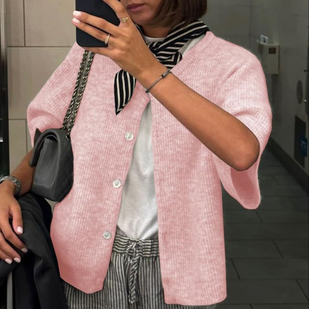 VISAIA™ – Leichter Kurzarm-Button-Down-Cardigan