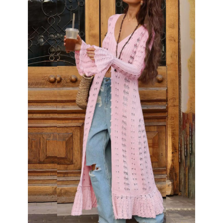 ADOWBI™ - Schicker Flatterärmel Fitted Button Cardigan