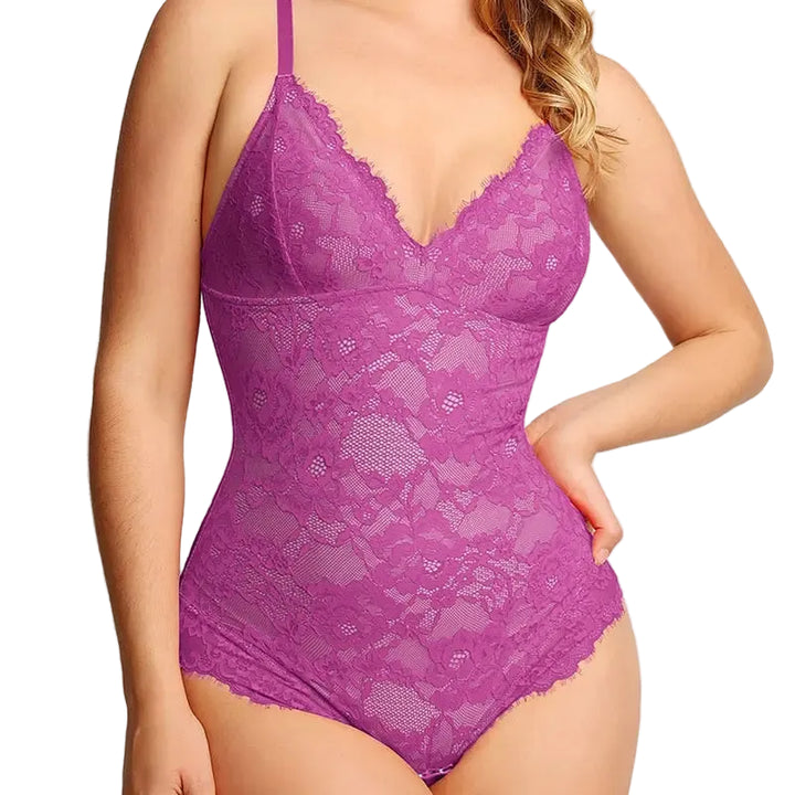Eleganter Damen Shapewear Body mit Spitze und V Ausschnitt