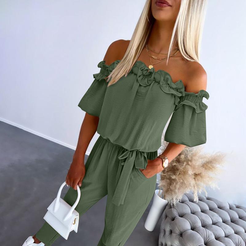 CAMILA™ – Schicker Off-Shoulder Rüschensprunganzug mit Taillenknoten
