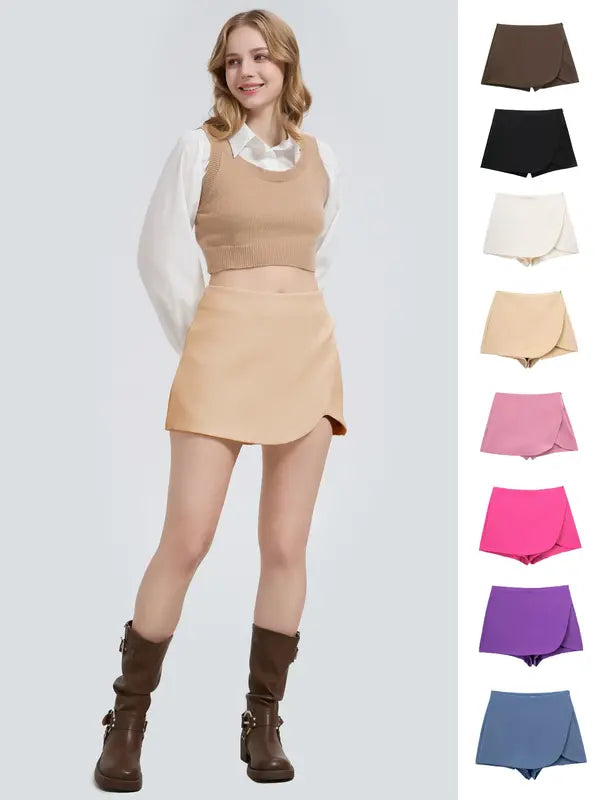 Gemütlicher Damen High Waist Minirock mit seitlichem Reißverschluss