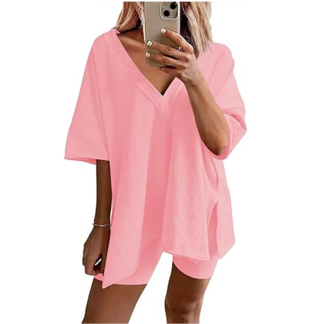 RAMLYN™ – Lässiger Oversized V-Ausschnitt und Shorts-Set
