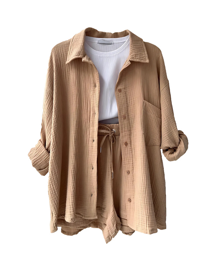 VERA™ – Modernes Button-Up Shorts Set