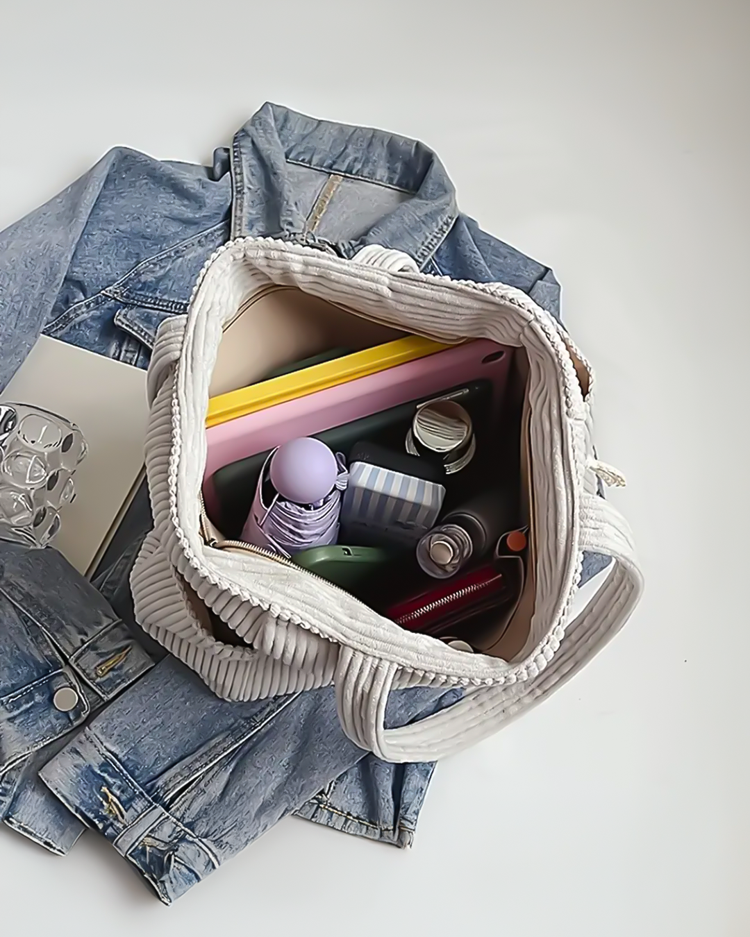 SOCIANI™ – Trendige Rippentasche mit Kordelzug-Detail