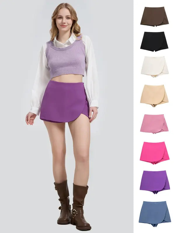 Gemütlicher Damen High Waist Minirock mit seitlichem Reißverschluss