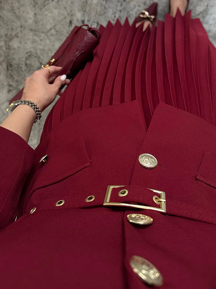 EMILIE™ - Schicker Blazer mit Gürtel & Faltenrock-Set