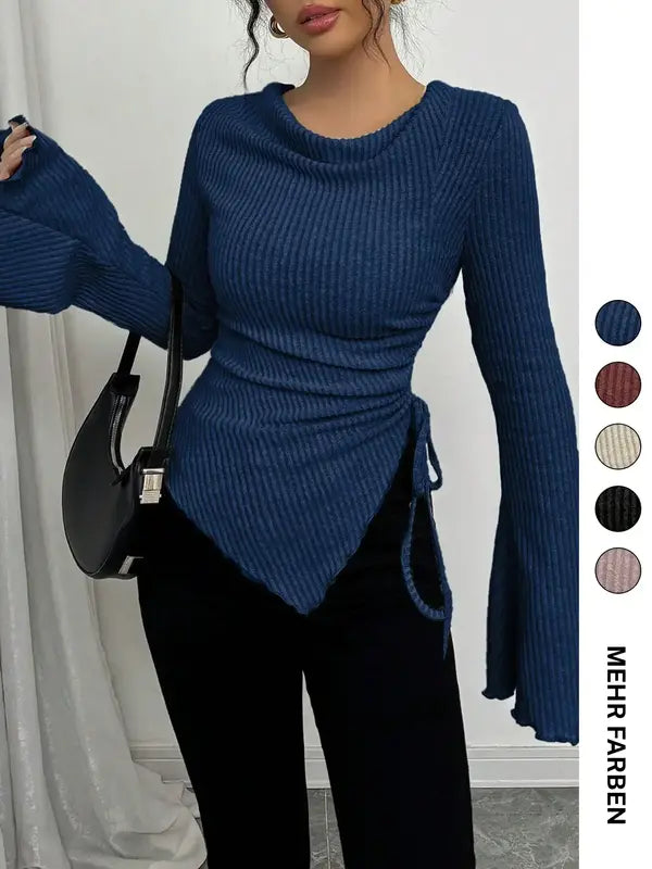 Einfaches gemütliches Damen T-Shirt für Herbst & Winter, schmal geschnittenes Casual Oberteil für den Alltag