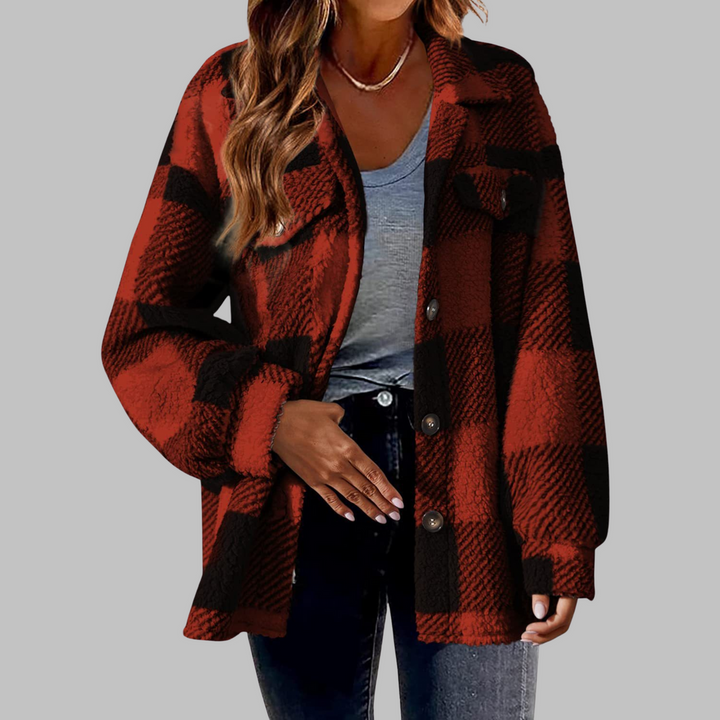 Lässige Karierte Button-Down Langarmjacke
