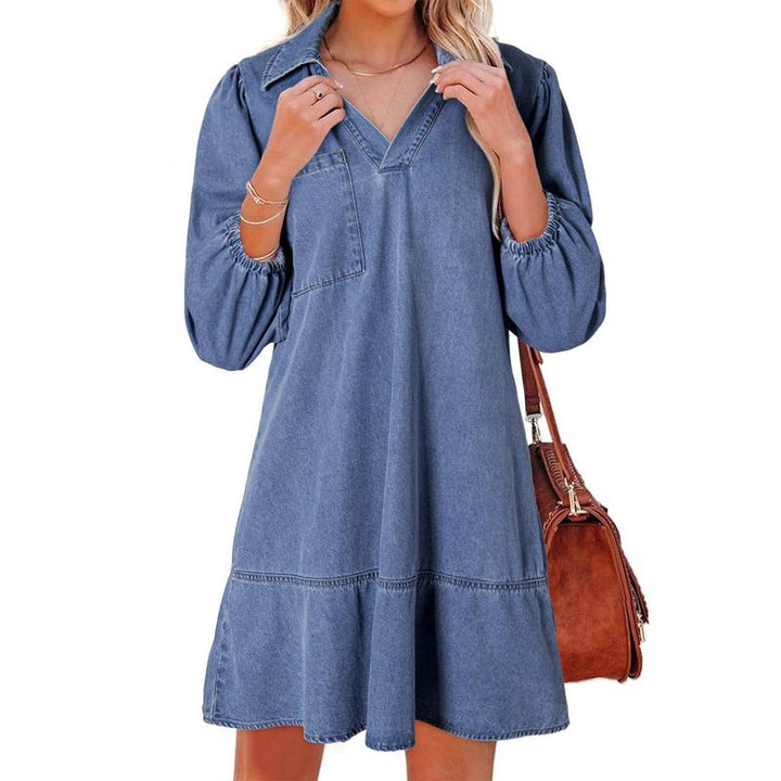 GEMMA™ – Klassisches, sanft gewaschenes Denim-Kleid mit Puffärmeln