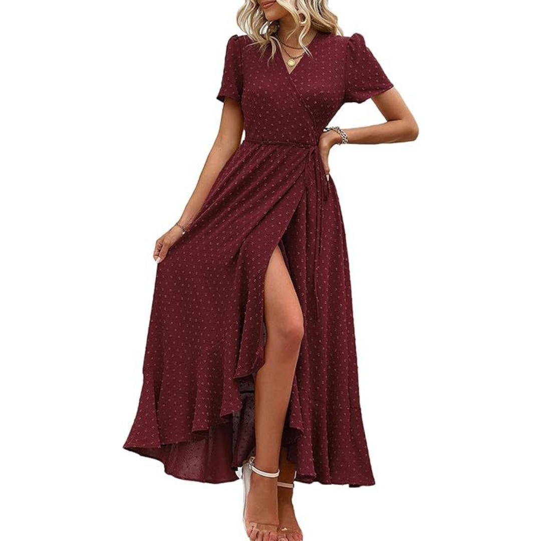 MARJORIE™ - Gemütliches Sommer-Wickelkleid mit Rüschensaum und Schlitz
