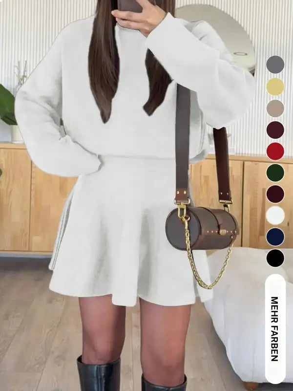 Elegantes Damen Strickkleid mit halbhohem Kragen und langen Ärmeln