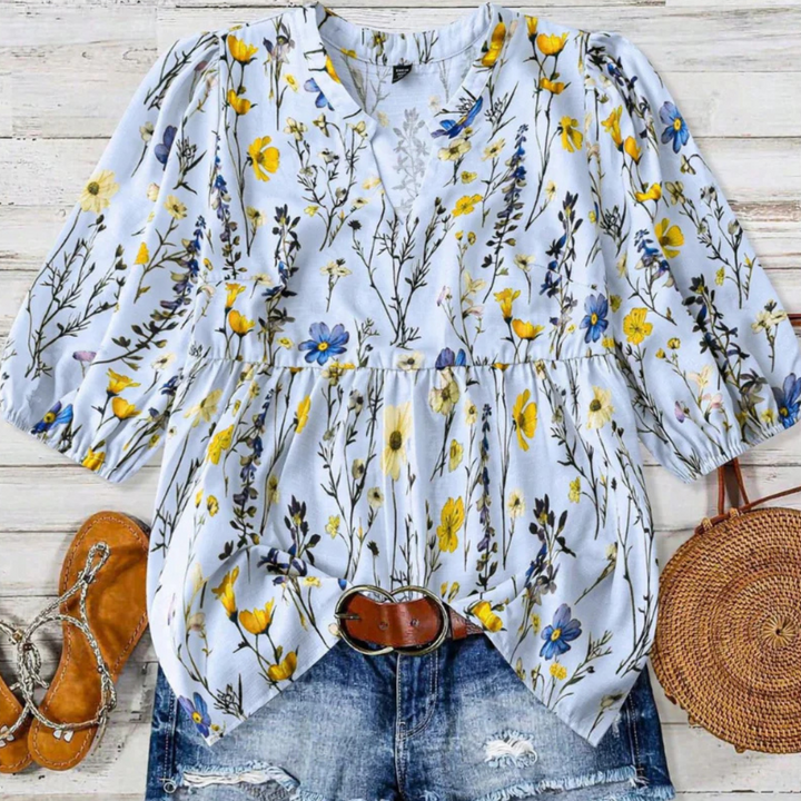 CATALEYA™ - Vintage Blumen-Bischofärmeltop