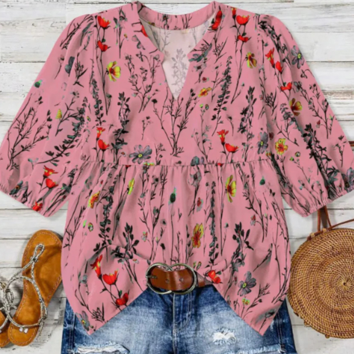 CATALEYA™ - Vintage Blumen-Bischofärmeltop