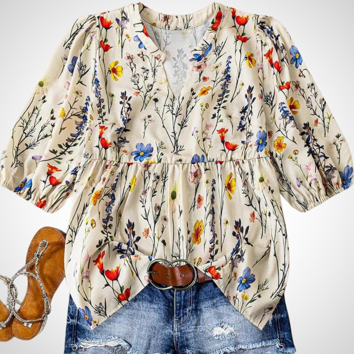 CATALEYA™ - Vintage Blumen-Bischofärmeltop