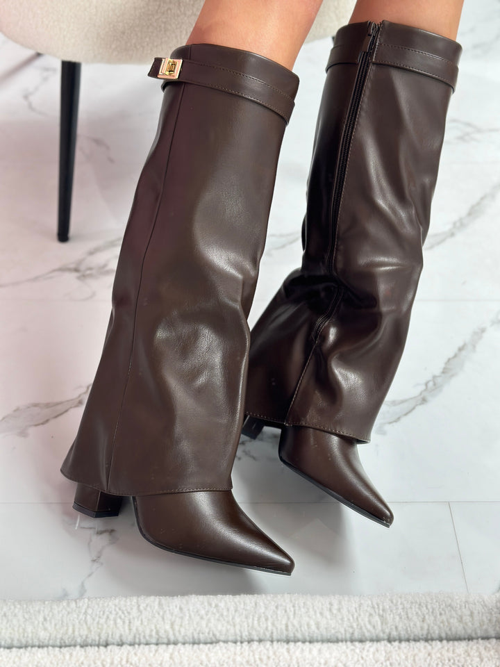 VIVIENNE™ - Braune Lederstiefel