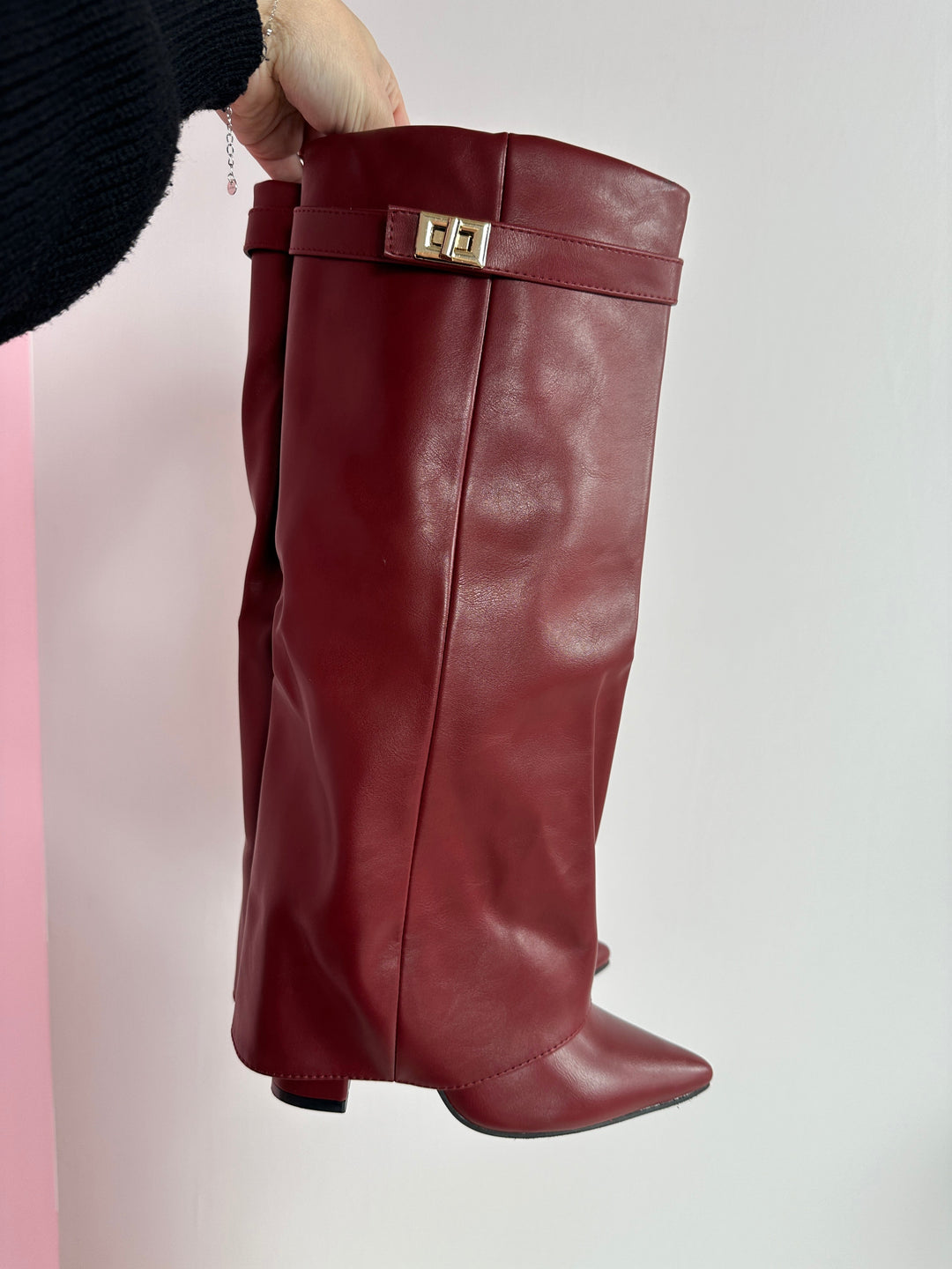 ELOISE™ - Burgunderfarbene Lederstiefel