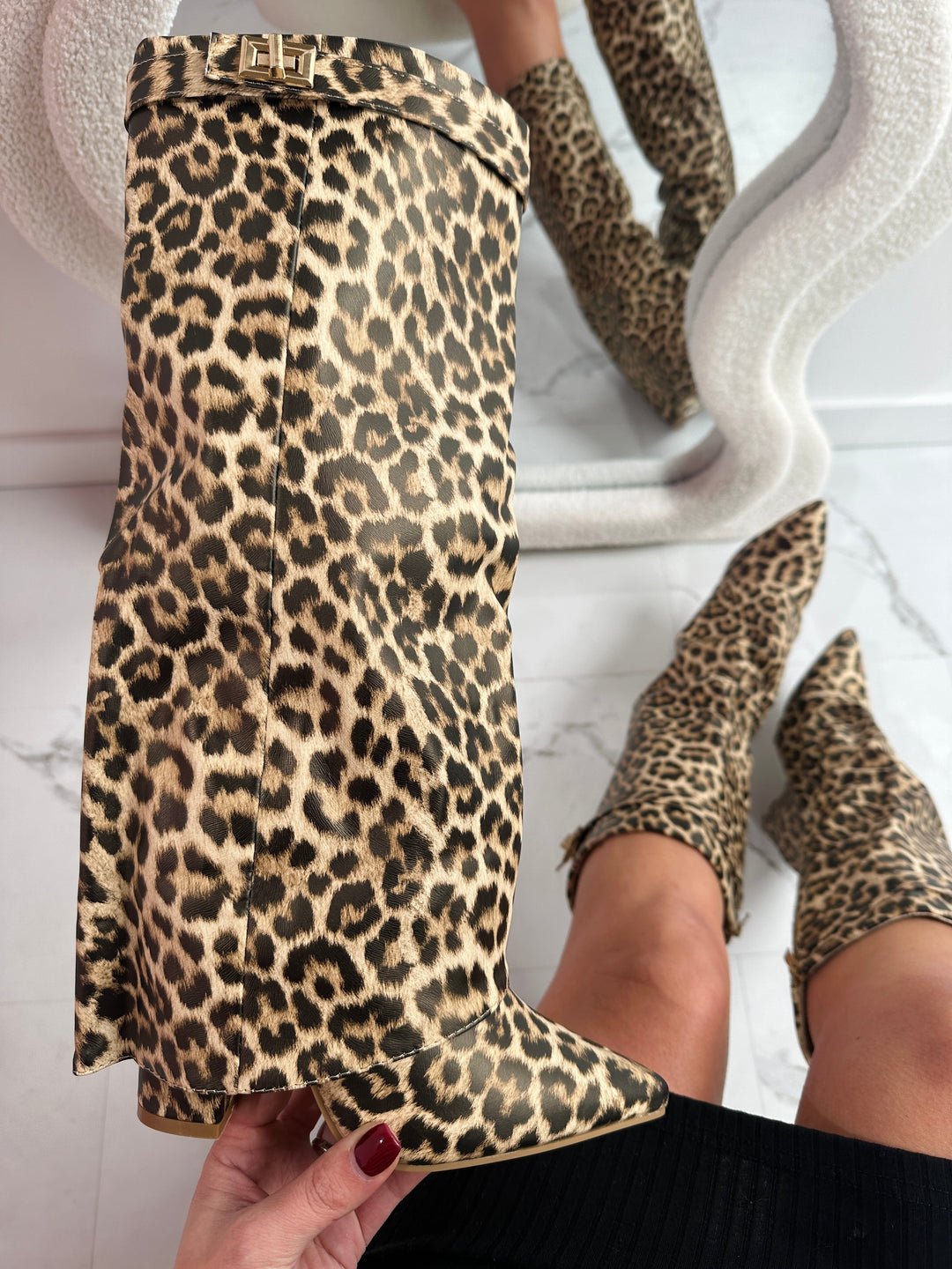 FELINA™ - Leopard-Lederstiefel