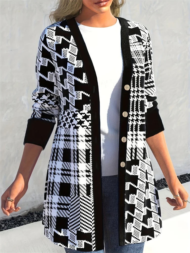 LEONA™ | Schlanker Geo-Print Cardigan