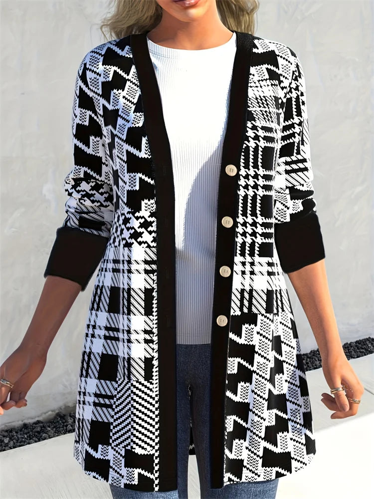 LEONA™ | Schlanker Geo-Print Cardigan