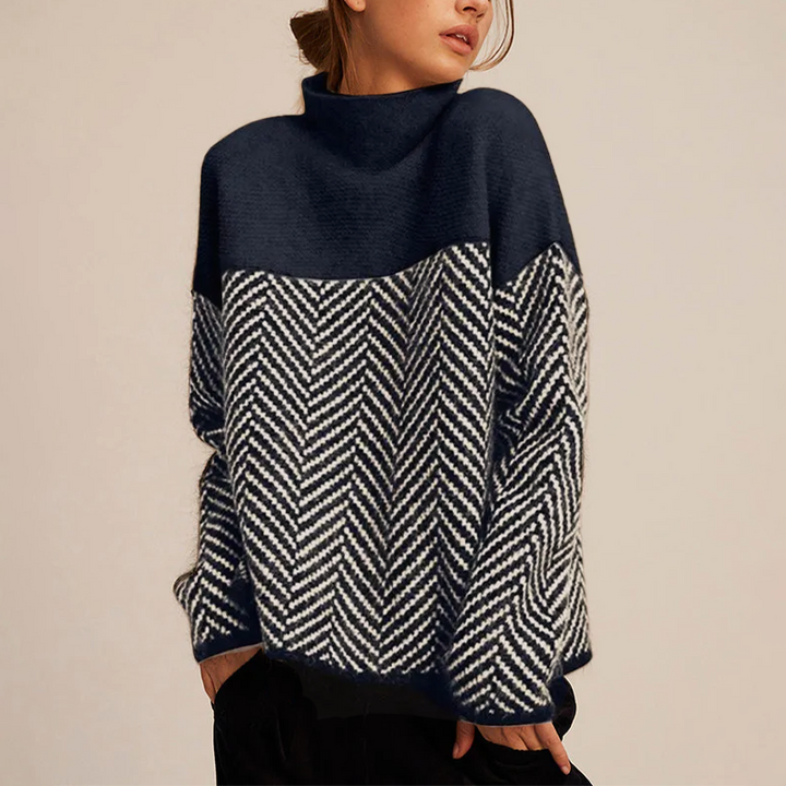 NORA™ | Zweifarbiger Hoher Pullover