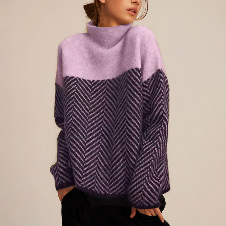 NORA™ | Zweifarbiger Hoher Pullover