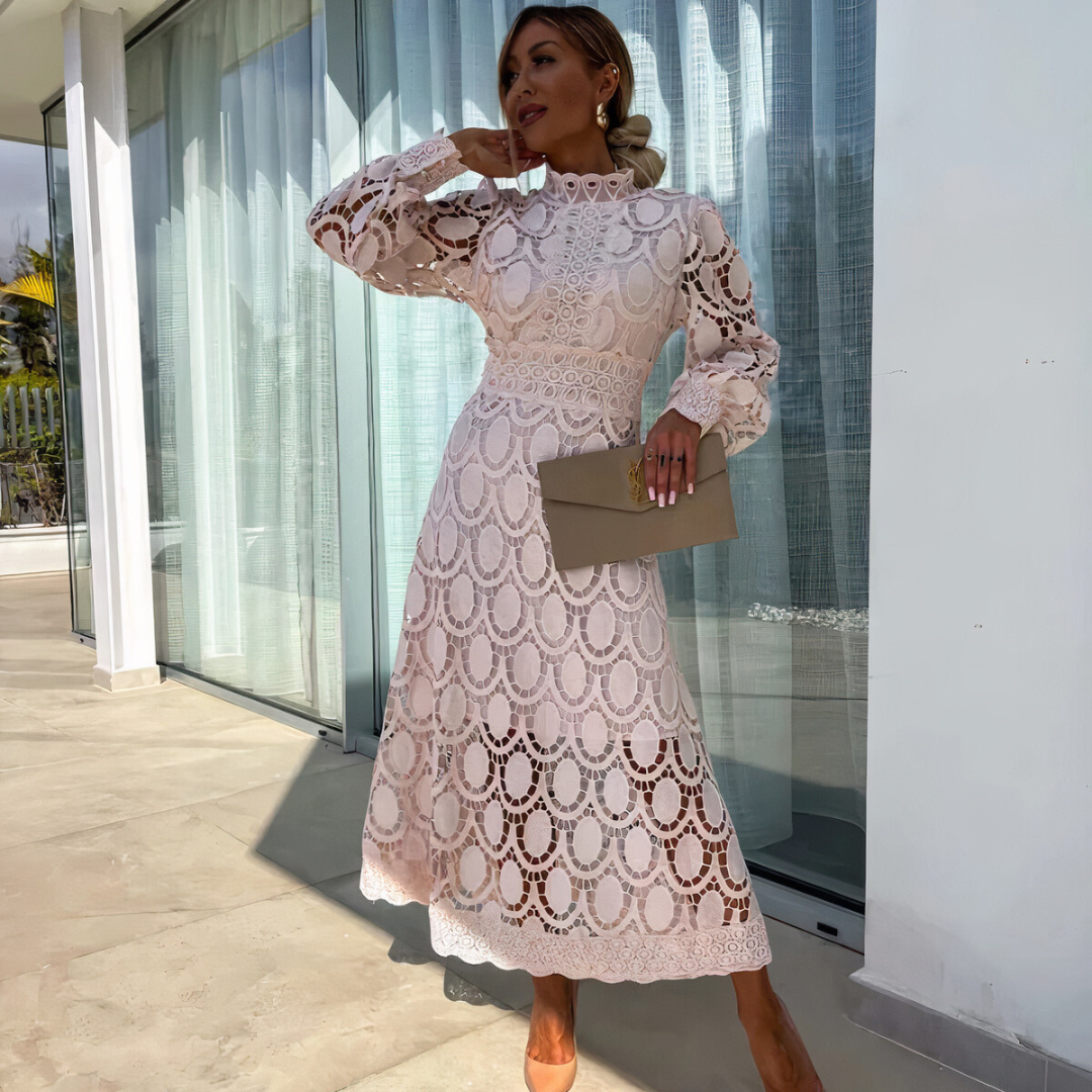 NOA™ – Zartes Spitzen-Midi-Kleid
