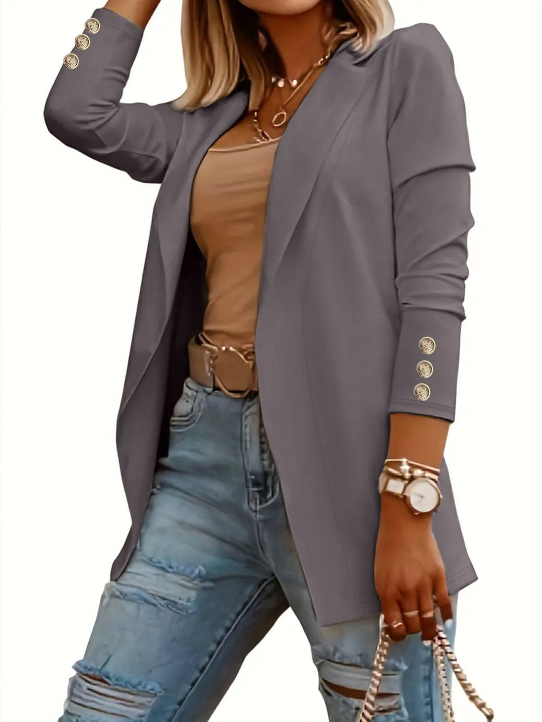 ODIN™ - Lässiger Langarm Blazer mit offenem Front