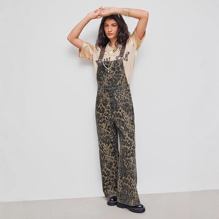 BLANCA™ – Retro Statement Weitbeiniger Leoparden-Jumpsuit