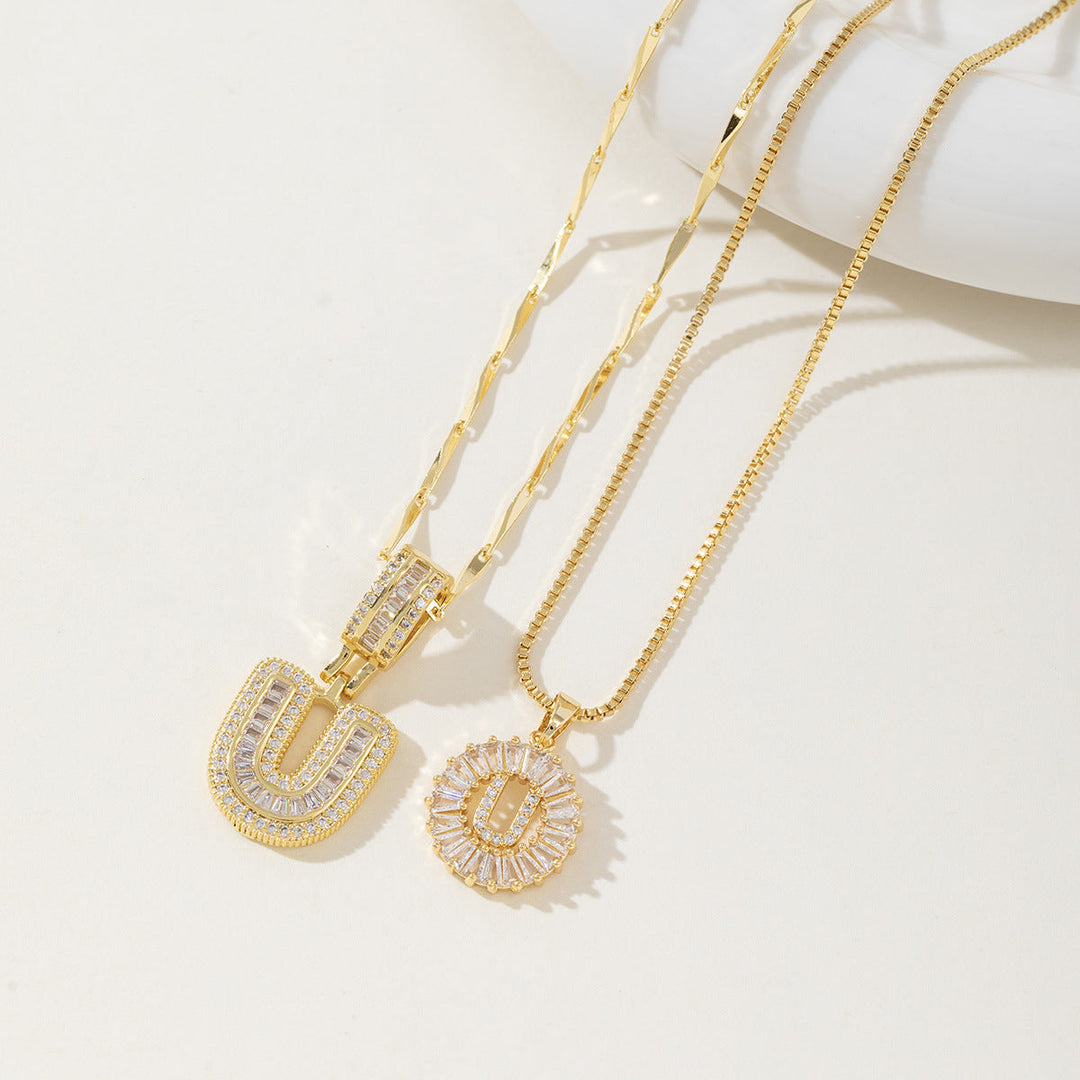 AISHA™ - Elegante 2er-Pack Anfangsbuchstaben Anhänger Halsketten