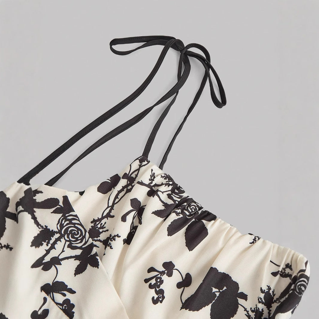 DAHLIANA™ - Elegantes Sommer-Blumen-Tie-Schulter-Kleid