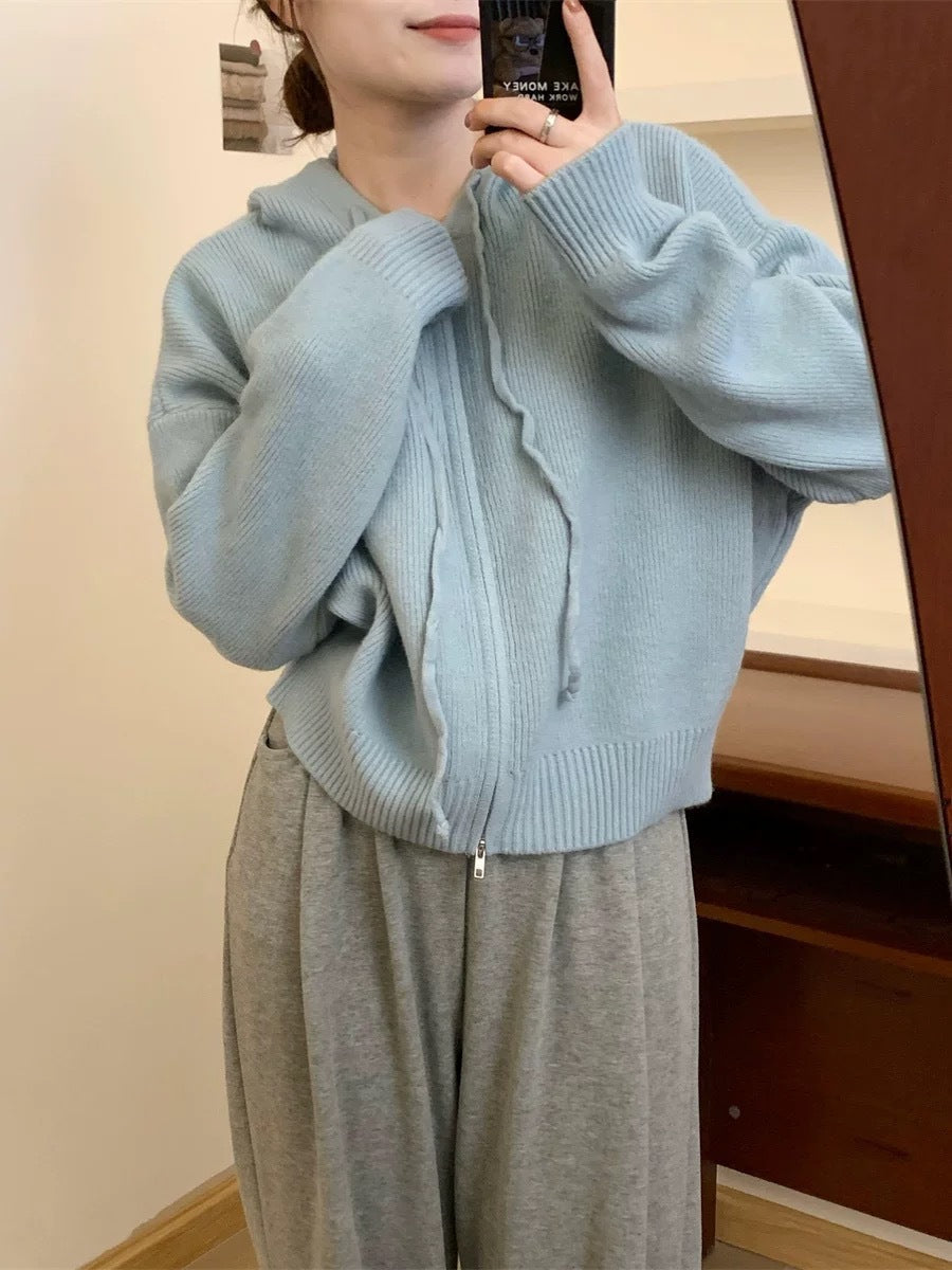 QUESTA™ - Lässiger Reißverschluss Langarm Hoodie Cardigan