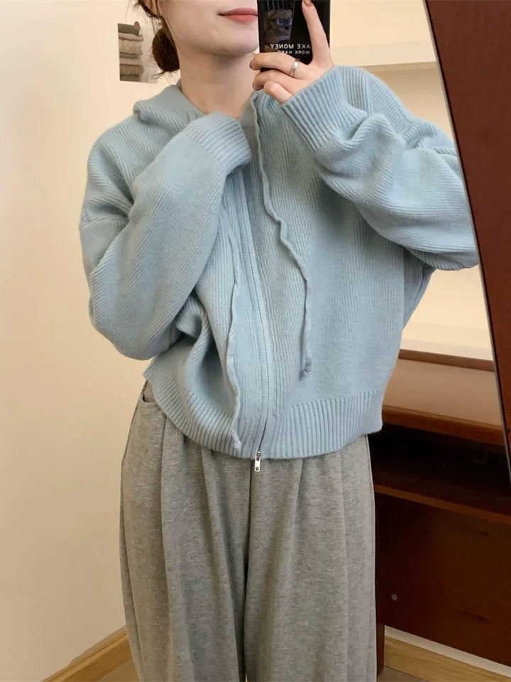 QUESTA™ - Lässiger Reißverschluss Langarm Hoodie Cardigan