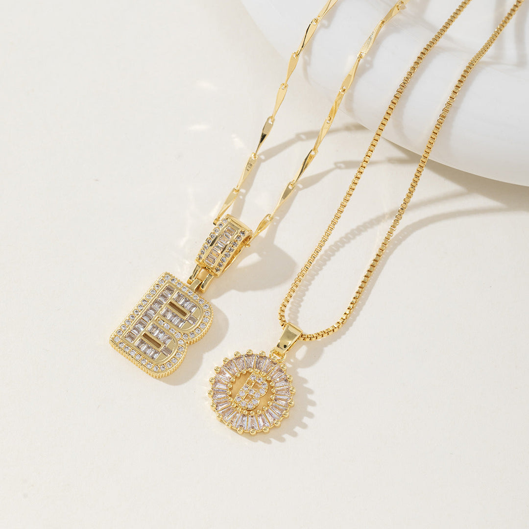 AISHA™ - Elegante 2er-Pack Anfangsbuchstaben Anhänger Halsketten