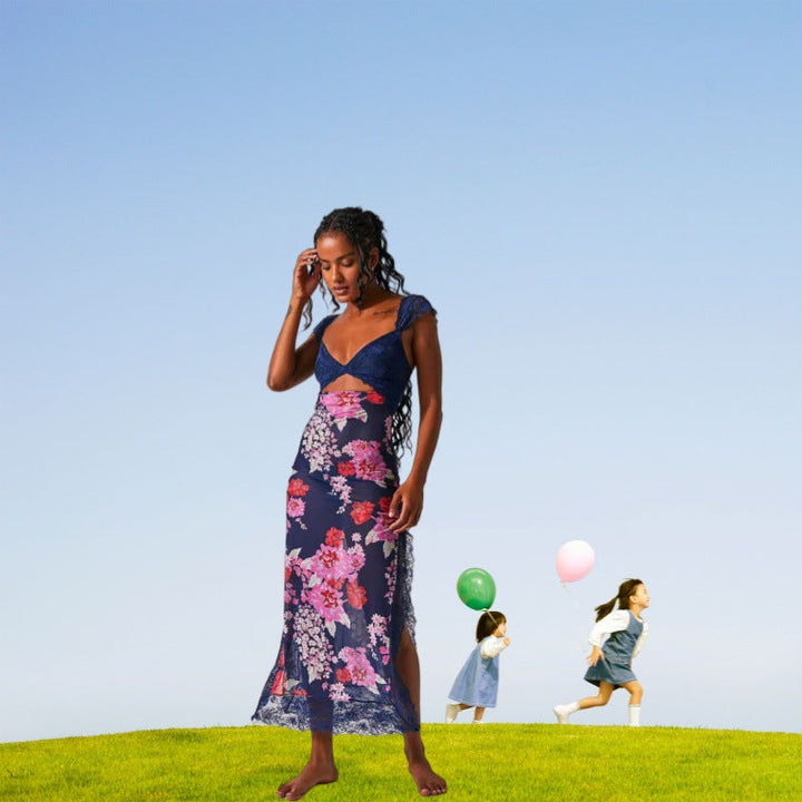 JAEMILY™ – Bequemes Ditsy Floral Ärmelloses Maxikleid