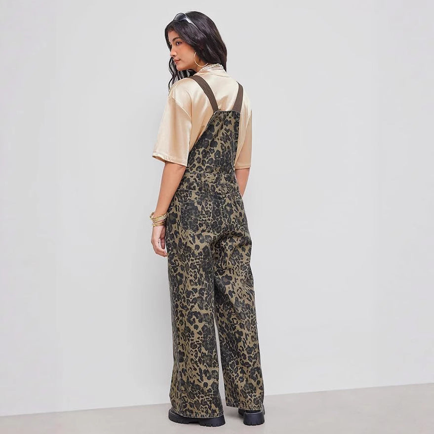BLANCA™ – Retro Statement Weitbeiniger Leoparden-Jumpsuit